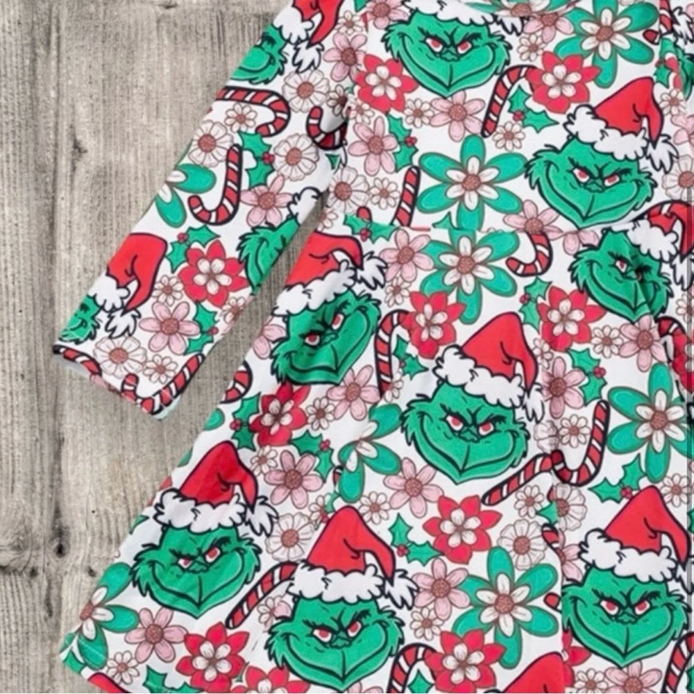 New Boutique Floral, Candy Cane, Grinch Dress